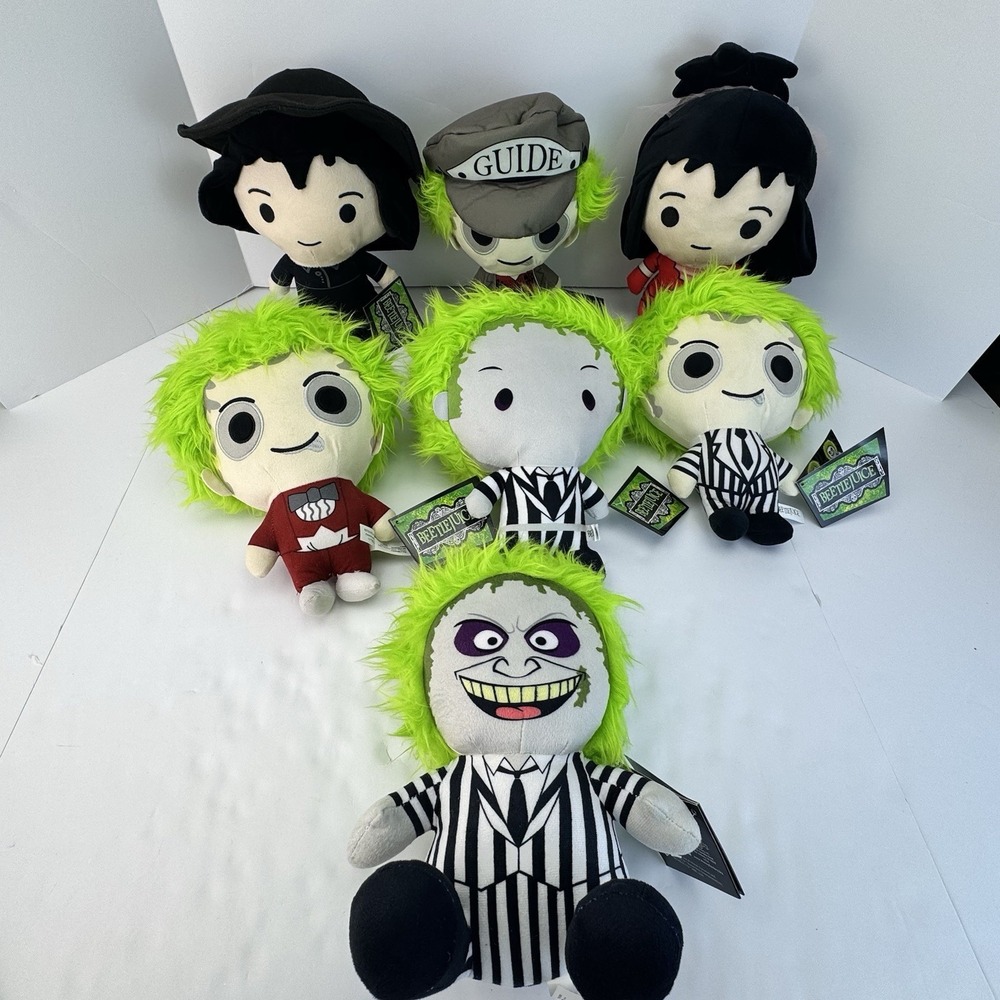 Beetlejuice Plush Lot 7 Movie Dolls Plush Toy Factory Halloween Green Hair NWT